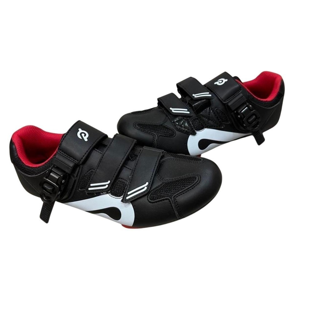 Peloton Cycling Shoes Size 41 Men's 8 Women's 10 Black Red With Delta Cleats - Picture 2 of 4